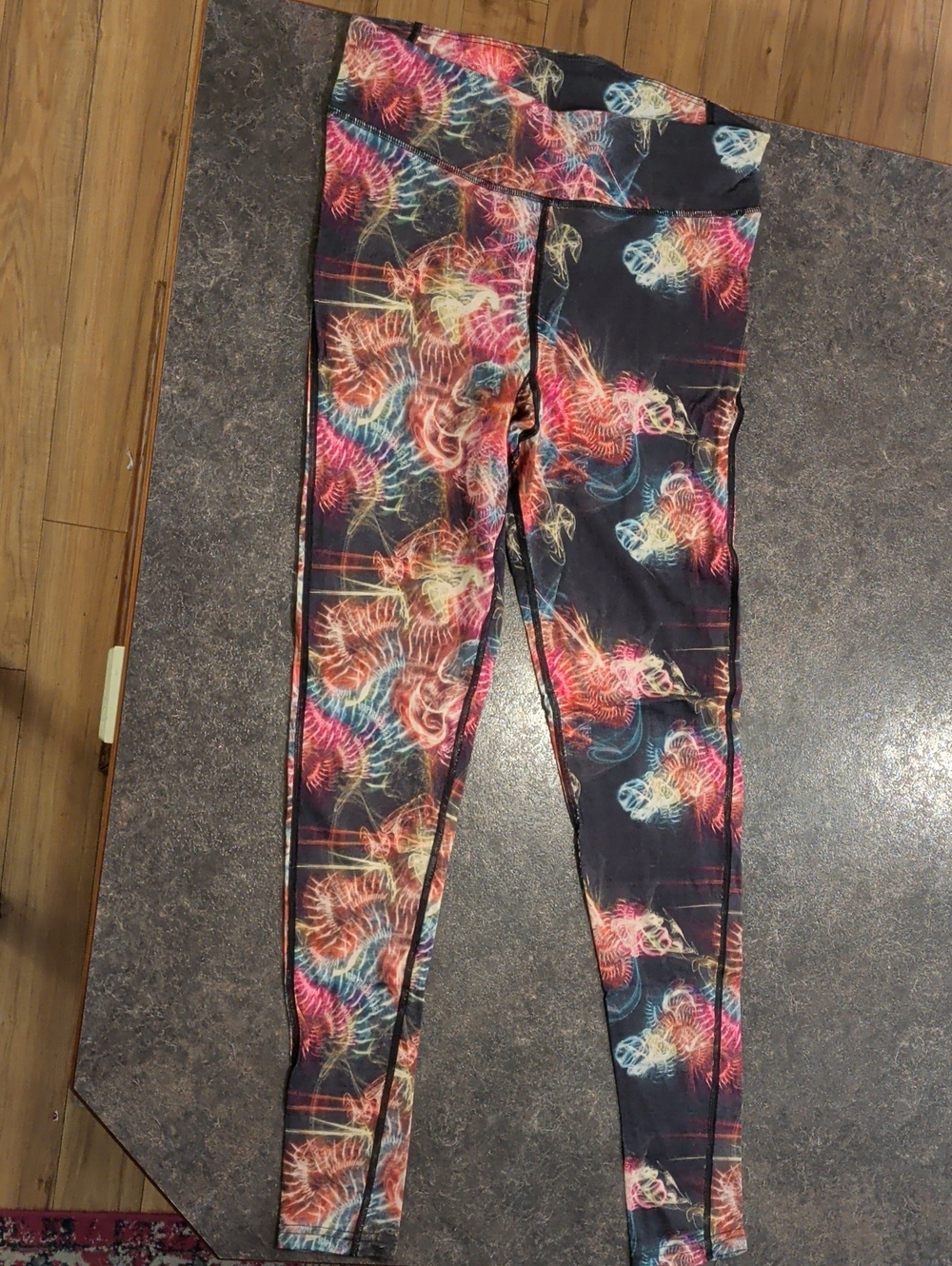 Helly Hansen Black Leggings with Neon Floral Swirls